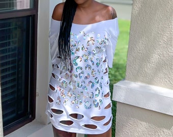Distressed T Shirt Dress - Etsy