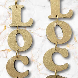 Glitter Gold Locs Earrings, Loc Earrings, Wood Earrings, Loc Jewelry, Dreadlock Earrings, Laser Cut and Hand painted