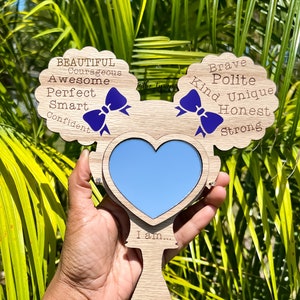 Affirmation Mirror, Black Girl Self Love Mirror, Afro Puffs, Girl&#39;s Mirror, Girl&#39;s Birthday Gifts, Natural Hair, Black History Month