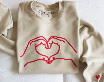 Heart Shaped Hands Sweatshirt, Heart Sweater, Valentines Sweatshirt, Valentines Day gifts, gifts For Her, Choose Your Colors