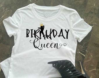 Birthday Queen Shirt, Birthday Shirt, Women's Birthday Shirt, Ladies Birthday Shirt, Birthday Girl, Black and Gold Shirt Birthday Shirt