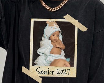 Custom Senior Class of 2027 Photo T-Shirt, Graduation Shirt, Comfort Colors -21 Colors