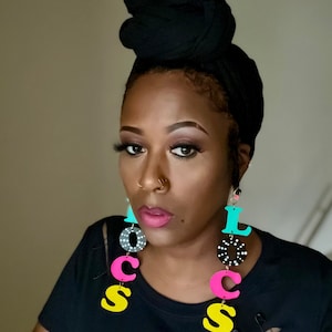 Locs Earrings, Multi Colored Dangle Loc Earrings, Wood Earrings, Loc Jewelry, Dreadlock Earrings, Laser Cut and Hand painted