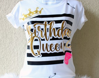 Birthday Queen Shirt, Unique Birthday Shirt, Birthday Shirts For Women,  Safety Pin Shirt, Birthday Gift for Women, Choose your lip Color