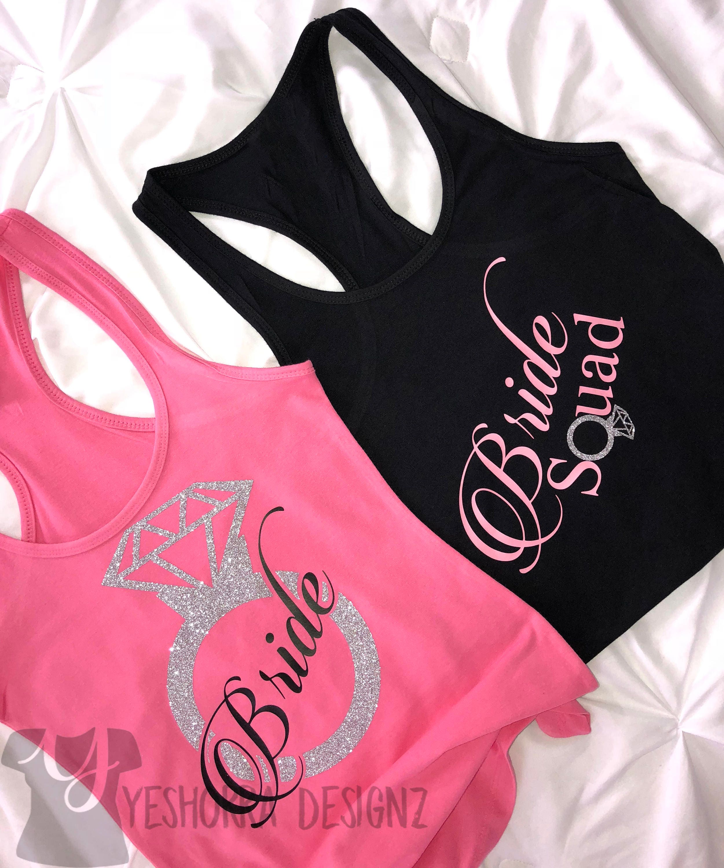 Bride Tank Bride Squad Tank Tops Pink 