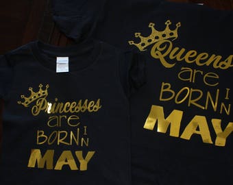Mommy & Me Birthday Shirts, Mother Daughter Birthday Shirt Set, Queens are born, Princesses are Born, Mother and Daughter Matching Shirts