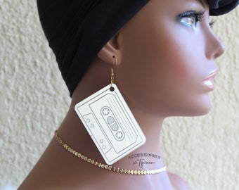 Cassetteband oorbellen, 90's oorbellen, 80's oorbellen, retro oorbellen, vintage stijl oorbellen