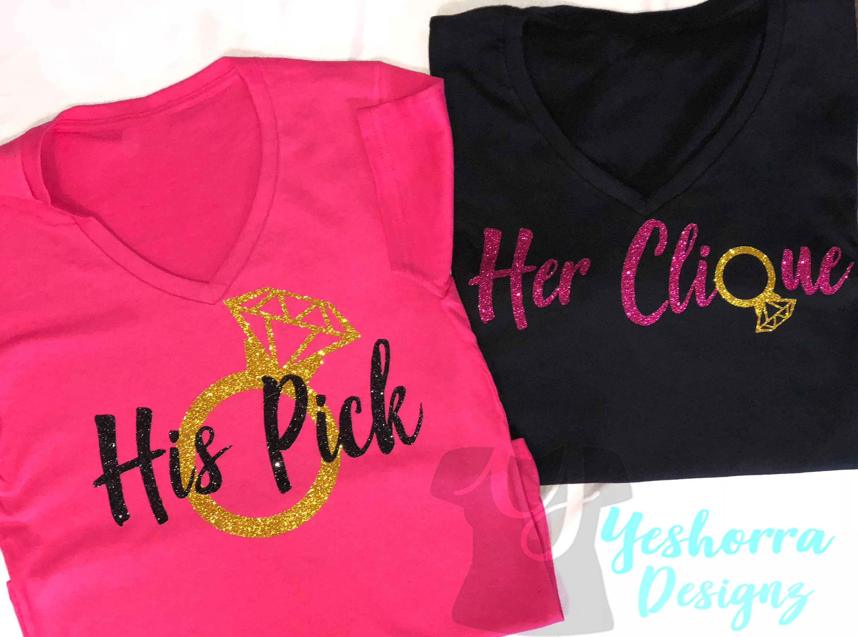 Bridal Shower Shirts His Pick Her Clique Shirts VNeck Bride Etsy