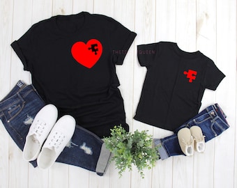 Chemises mère et fille, chemise mère et fils, chemises maman et moi, chemises assorties mère et fille Saint Valentin, ensembles de chemises