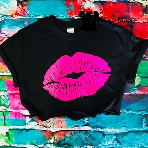 Lips Crop Top, 90&#39;s Fashion, Hip Hop Fashion, Kiss T-Shirt, 80&#39;s Baby, Lipstick T-Shirt, Vintage T-Shirt, Summer Crop Top, Choose Lip Color