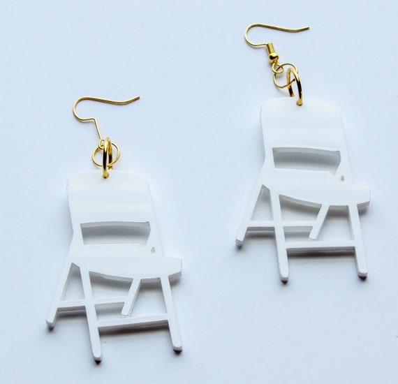 White Folding Chair Earrings, Alabama Slammer Earrings, Alabama Chair, Montgomery Brawl, Funny Christmas Gifts, Ships in 1 day