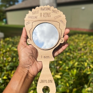Affirmation Mirror, Little Black Boy Self Love Mirror, Boy with Fade, Boy&#39;s Birthday Gifts, Black History Month, Christmas gifts