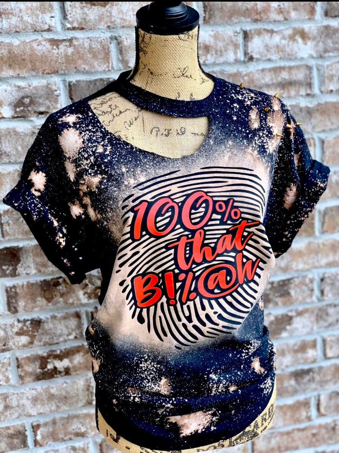 TheTQueen Bleached Distressed and Ripped Graphic T-Shirt