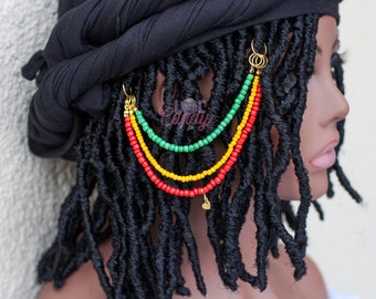 Jamaican Colors Loc Jewelry, Loc Candy, Set of 3, Loc Accessories, Braids Accessories, Hair Accessories, Loc Gifts, African Jewelry