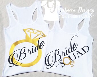 Bride Shirts, Bride Tanks,  Bride Squad Tanks,  CHOOSE your Tank & Text Colors, Bridal Party Shirts, Bridesmaid Tank, Wedding Party Shirts