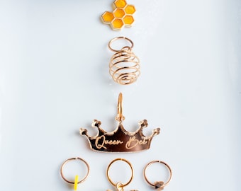 Queen Bee Loc Jewelry, Loc Candy, Set of 6 Loc Charms, Loc Accessories, Braids Accessories, Hair Accessories, Loc Gifts, African Jewelry