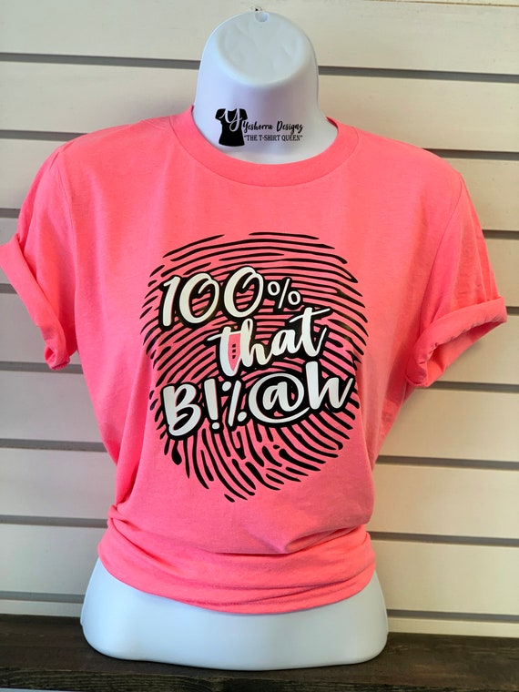 red and pink graphic tee