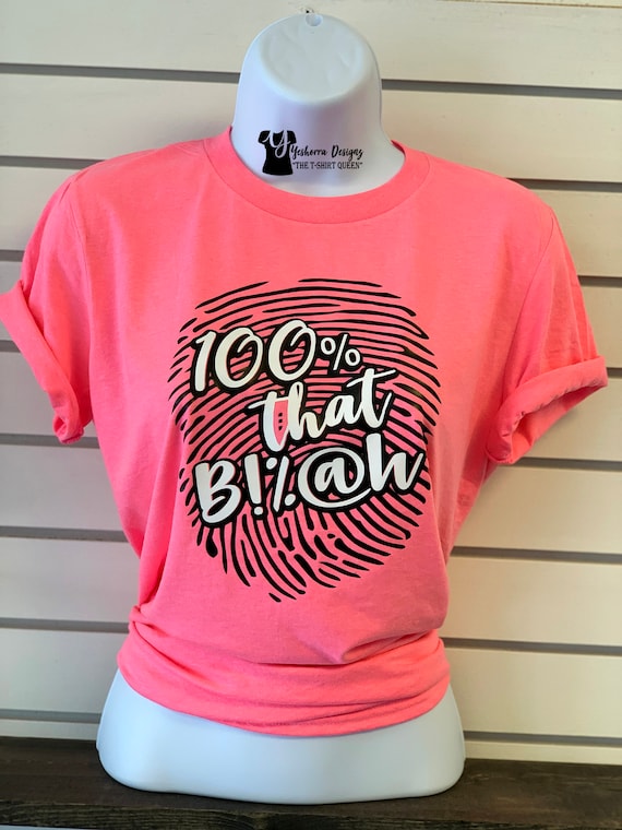 red and pink graphic tee