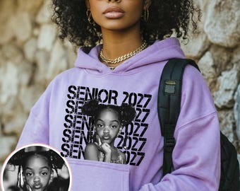 Custom Senior 2027 Hoodie with Photo | Personalized Graduation Sweatshirt | Class of 2027 Gift | Custom Picture Senior Hoodie