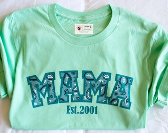 Paisley Mama Est Shirt, Mama Shirt with Kids Names, Spring Mama Shirt, Mother's Day Gifts, Gifts for Mom, New Mom Gifts, Baby Shower Gifts