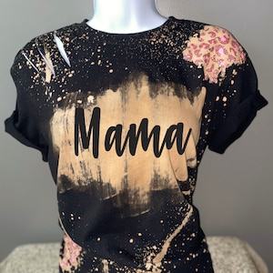 Mama Shirt, Bleach Distressed Shirt For Women, Leopard Print Shirt, Mother's Day Gift, Hippie Shirt, Ripped Shirt, Gifts For Mom, Mom Shirt