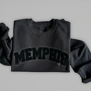 Memphis Sweatshirt, Black On Black, Custom City Sweatshirt, Personalized State Sweatshirt, Choose Your Title image 1