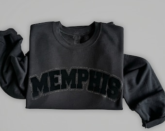 Memphis Sweatshirt, Black On Black, Custom City Sweatshirt, Personalized State Sweatshirt, Choose Your Title