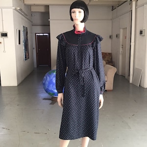 80s -  Betty Barclay - PIONEER Style - SMOCK Dress - Boho -  High Collar - BIBBED Dress