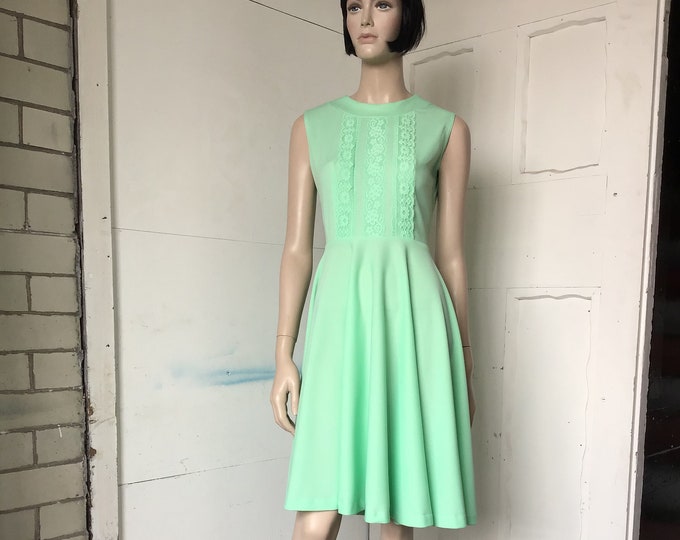 70’s Lime Green Floral Accent Dress by Montgomery Ward main image 0