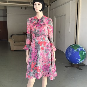 Anni &#39;70 - Abito Hippie FRILLED - CHIFFON Sun Dress - Abito Floaty - BOHO