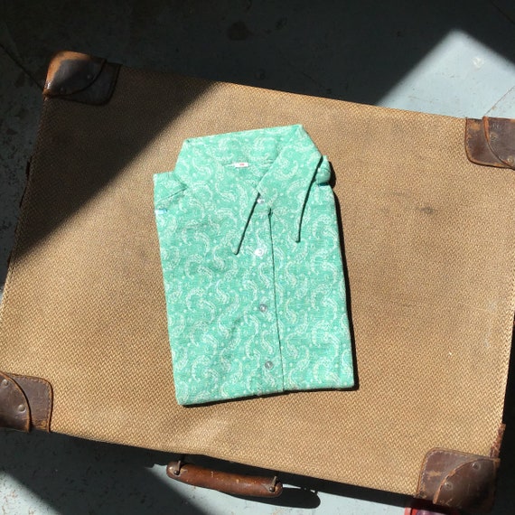 70s - PAISLEY blouse - Mint Green - CLASSIC Style… - image 3