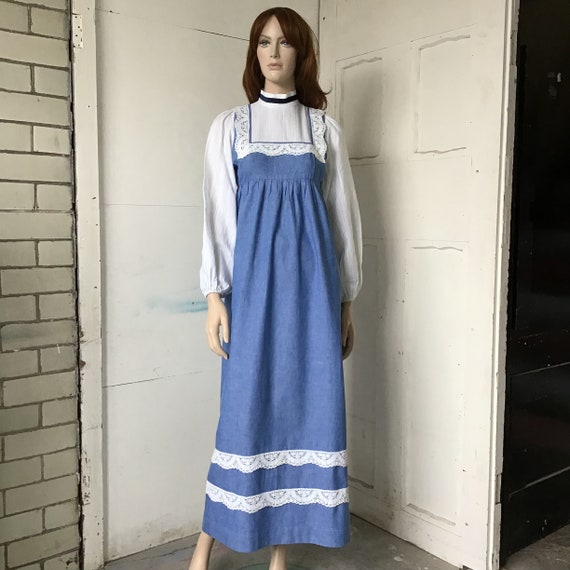 1970s - Marion Donaldson - Prairie dress - Blue ma