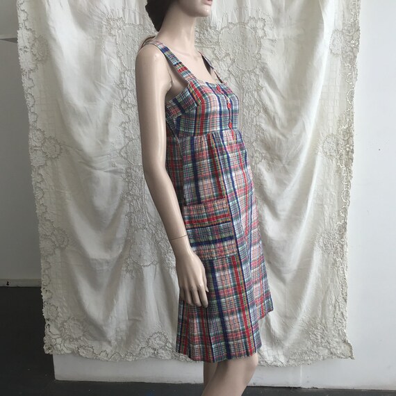 70s - Pinafore style -Tartan Sundress - 100% Cott… - image 4