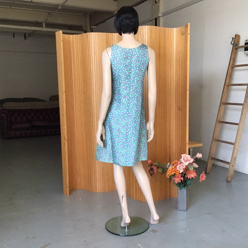 Pastel Print MOD Girl SHIFT dress Simple 60s SILKY Minidress
