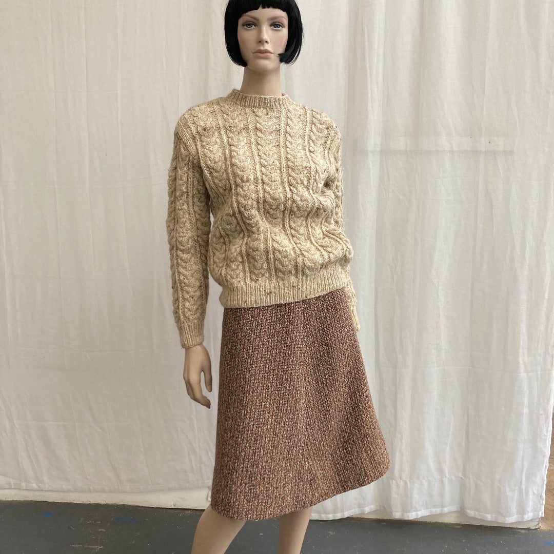 1970s Cropped Jacket and A Line Skirt Set in Wool Tweed