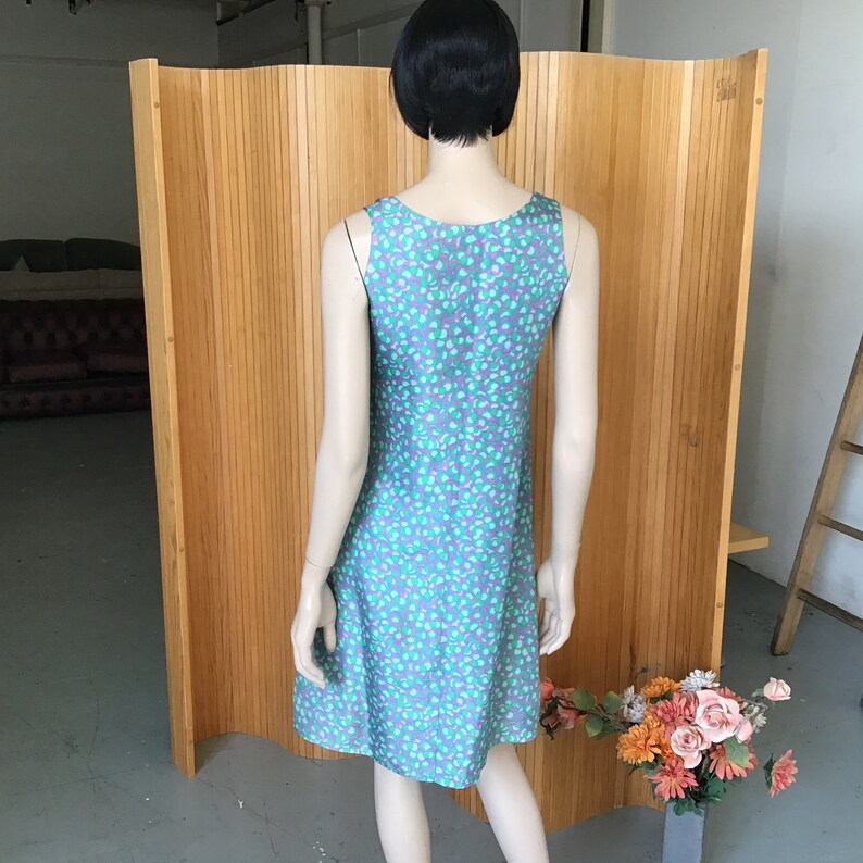 Pastel Print MOD Girl SHIFT dress Simple 60s SILKY Minidress