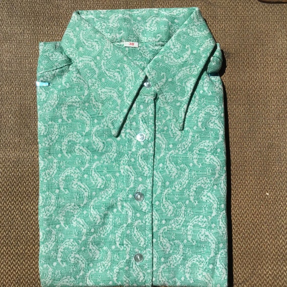 70s - PAISLEY blouse - Mint Green - CLASSIC Style… - image 4