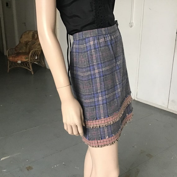 Vintage - REWORKED - Pink and Blue Plaid - 100% Wo