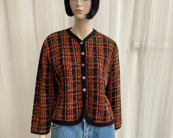 1980 - Boxy Cut - Textured Check - Cardigan