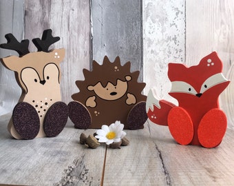 Woodland animals, Hedgehog, Fox, Deer or full set of 3, woodland nursery, woodland friends