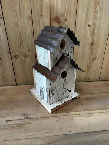 Reclaimed Wood Birdhouse: Rustic Farmhouse Garden Decor With Metal or ...