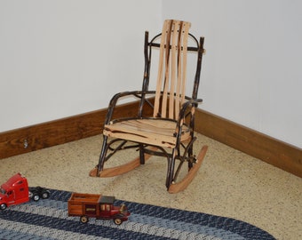 This Unique Hickory Child&#39;s Rocker is an Antique Wooden Chair, Personalized Baby gift & Farmhouse Decor