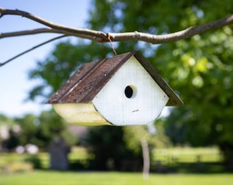 Rustic Reclaimed Wood and metal flat bottom, wren house, titmice and chickadee house, Made in the USA