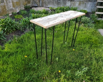 Rustic Reclaimed Barnwood Hall Table with Metal Legs, Perfect for Farmhouse and Home Decor, Amish-made in the USA Free Shipping
