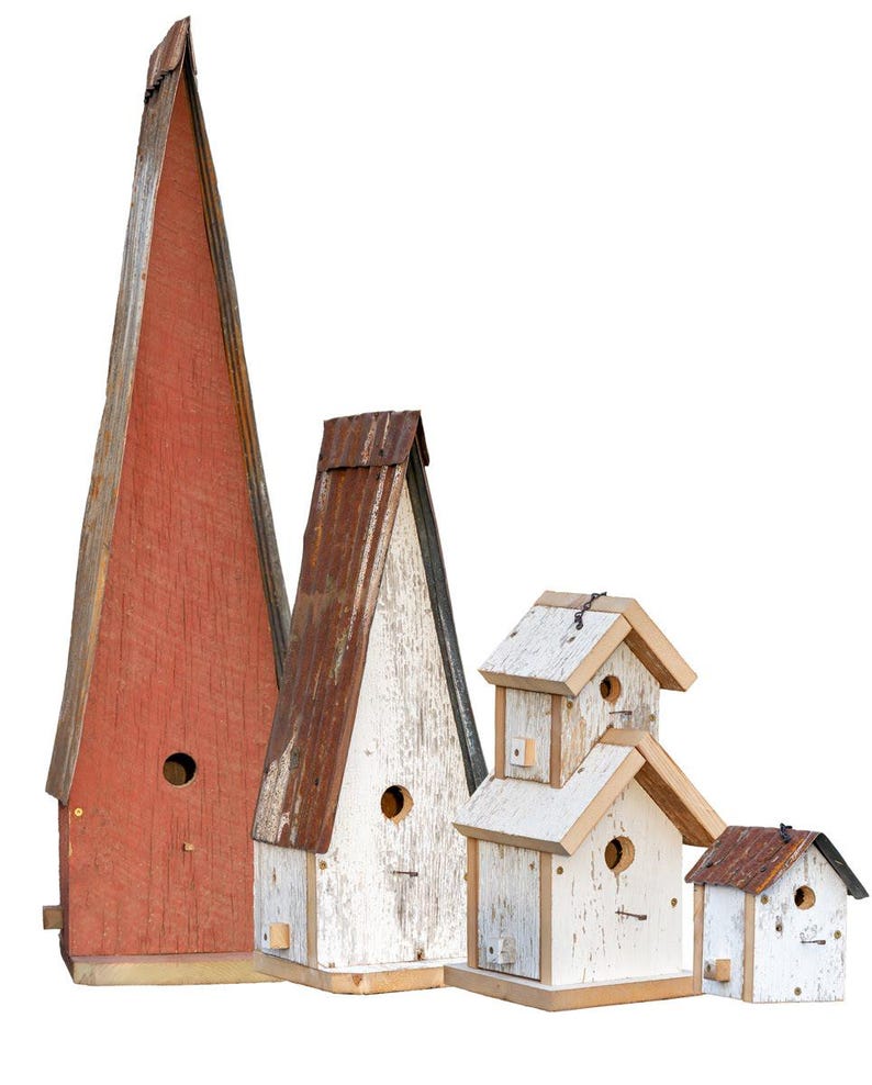 Steeple Barn Wood Birdhouse: Rustic Reclaimed Wood Garden Decor - Etsy