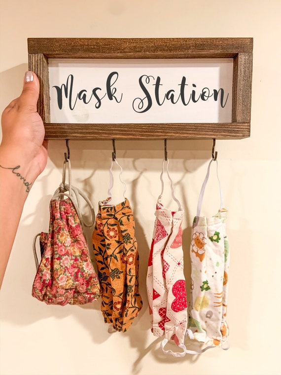 Mask Station Mask Rack Face Mask Wall Hanger Mask Holder Etsy