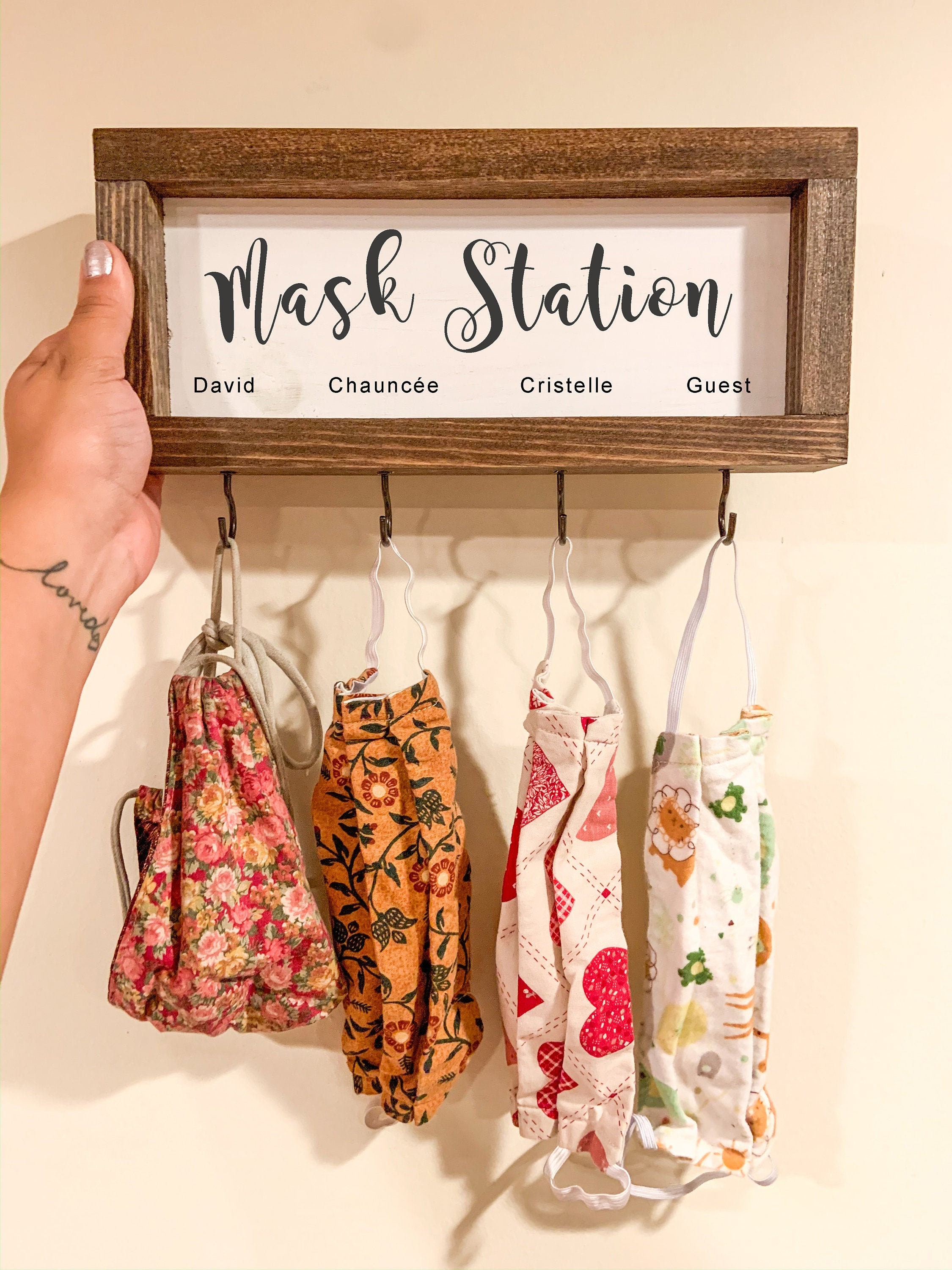 Mask Station Personalized Mask Wall Hanger Mask Holder For Etsy