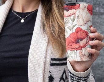 Papel digital Cool Red Poppy, patrón de álbum de recortes floral, patrones sin costura, papel tapiz de flor de amapola, patrones florales, fondo rojo y negro