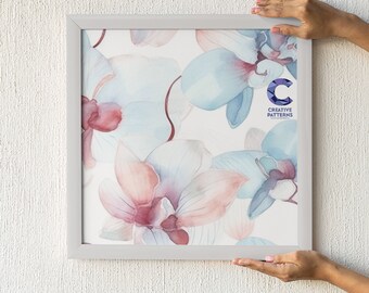 Patrón digital sin costuras de orquídeas - Orquídeas JPGs de alta calidad Patrones florales - Patrón tropical de orquídeas - Papel artesanal digital, 300 DPI