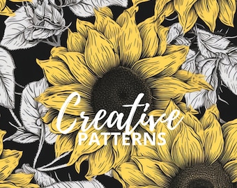 GIRASOLES - Papel digital - 1 JPegs - descarga instantánea - 300dpi - 12x12 pulgadas - patrones sin fisuras fondos moda amarillo soleado flores
